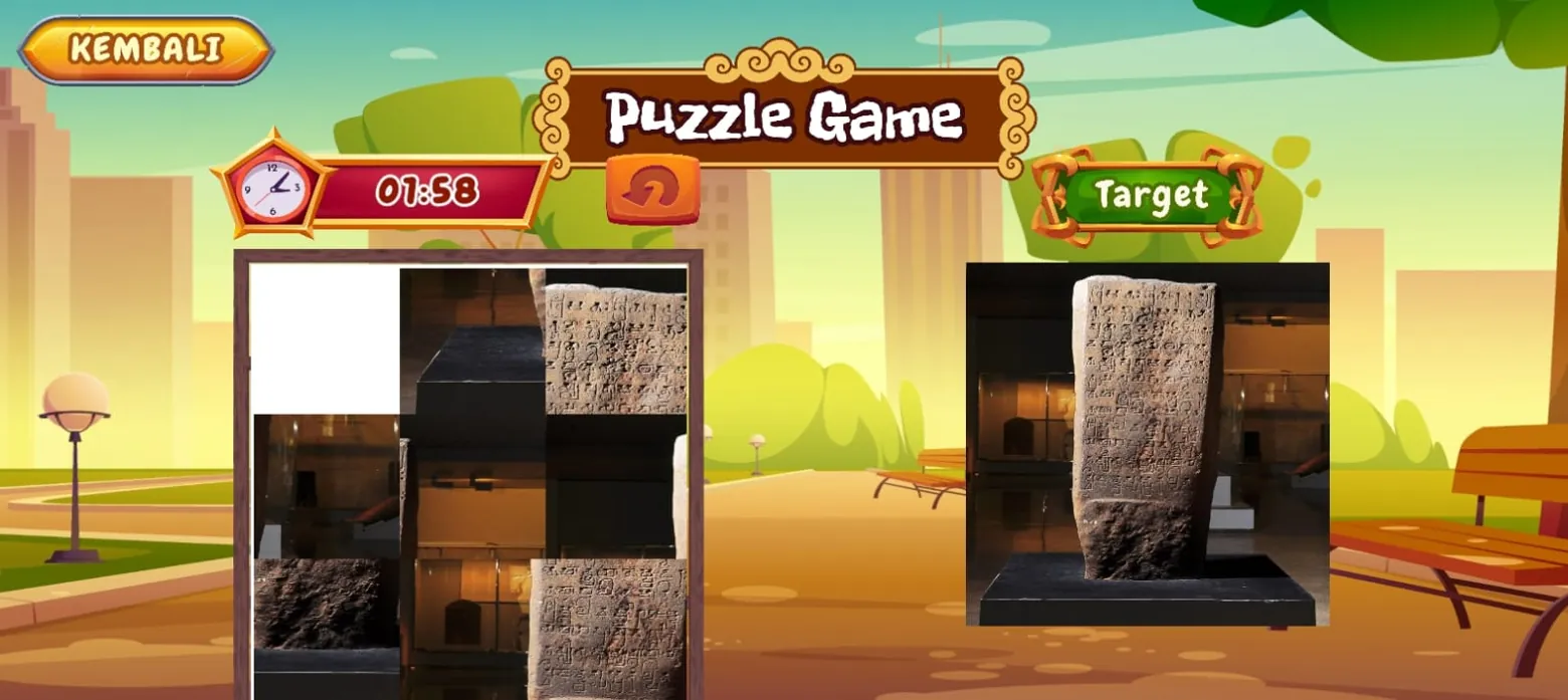 Puzzle gambar Prasasti Yupa pada aplikasi Android